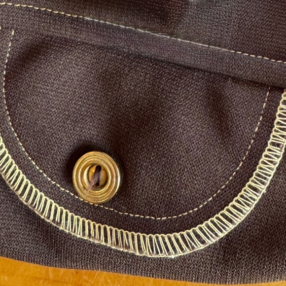 Vintage 80s jacket, chocolate brown blazer, yellow decorative stitches, 6 (S/M) - Picture 10 of 10